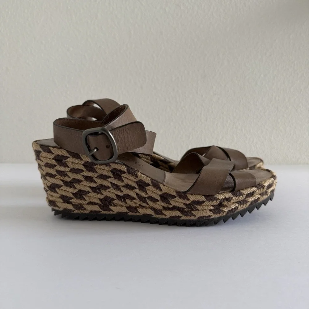 Pedro García Woven Chevron Wedge Espadrille Sandal Womens Size 38 Made in Spain